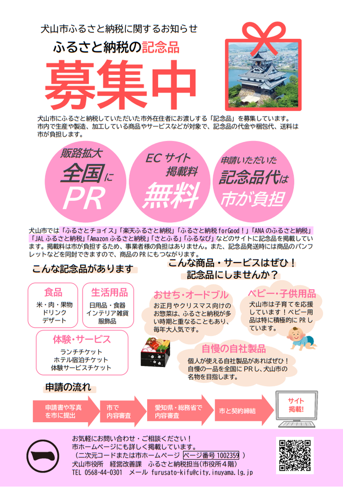 記念品を募集します