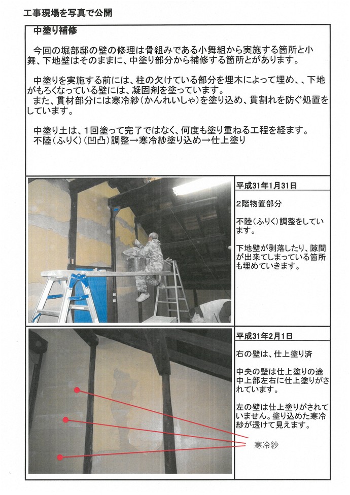 中塗り不陸調整をしている様子