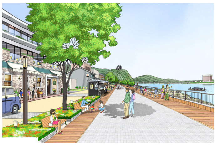 「犬山市観光戦略」における木曽川河畔空間の整備イメージ