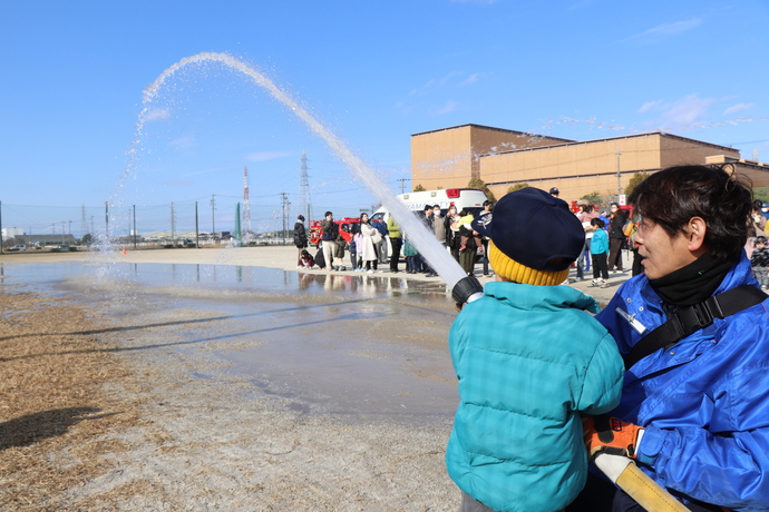 放水体験の様子